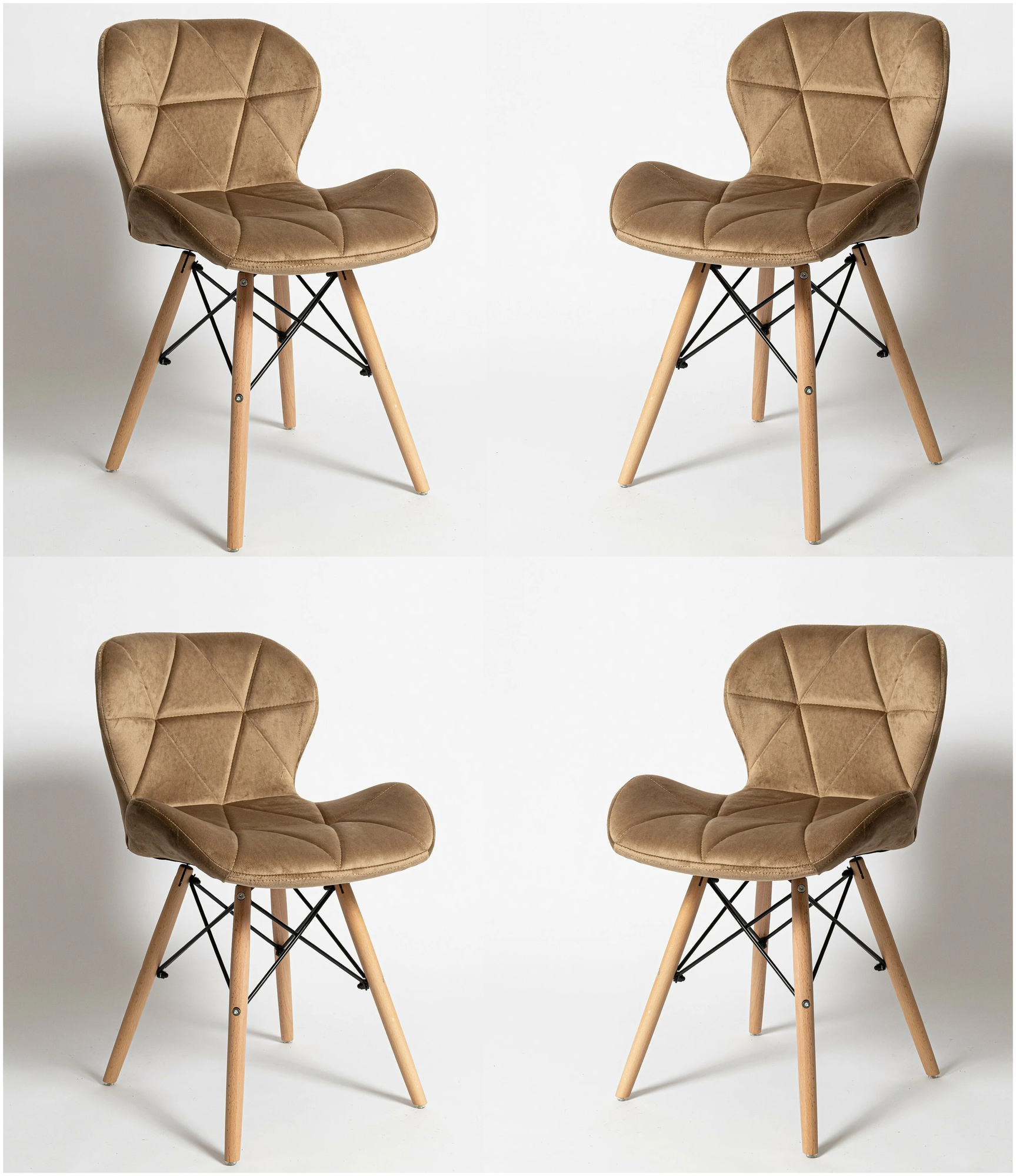 Комплект стульев для кухни из 4-х штук SC-026 бежевый вельвет (G062-11) - фотография № 1