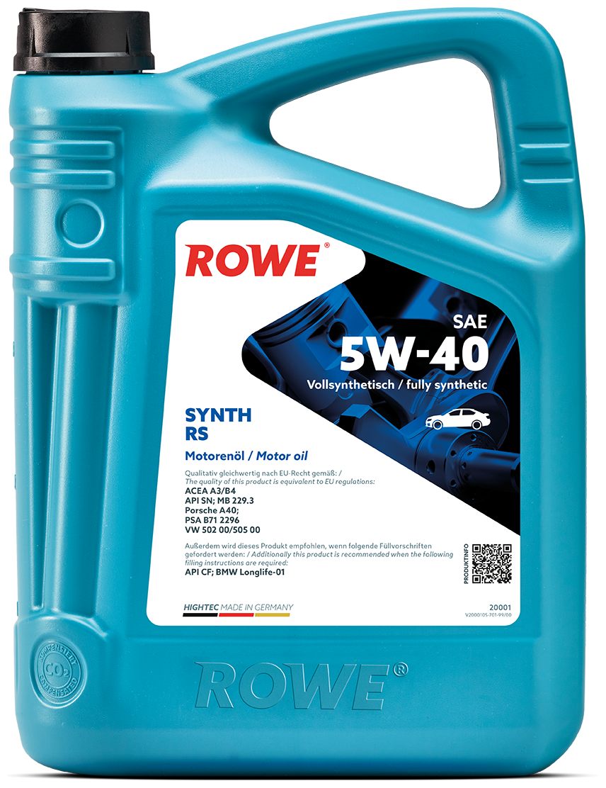Синтетическое моторное масло ROWE Hightec Synt RS SAE 5W-40, 4 л