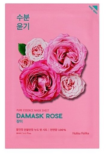 Holika Holika Pure Essence Mask Sheet Damask Rose (Увлажняющая тканевая маска - Дамасская роза), 20 мл