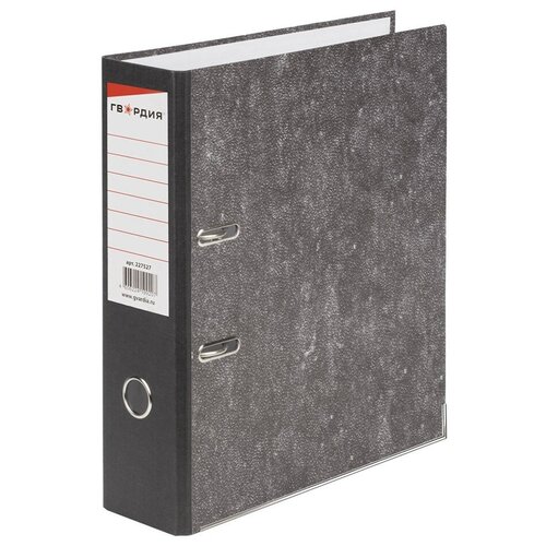 Папка - регистратор гвардия, усиленный корешок, мраморное покрытие, 80 мм, с уголком, черная, 2 шт.