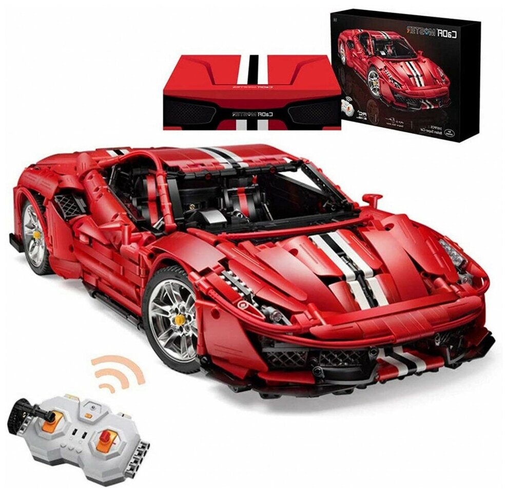 Конструктор CADA Ferrari 488 (3187 деталей, пульт, электропривод) - C61042W (C61042W)