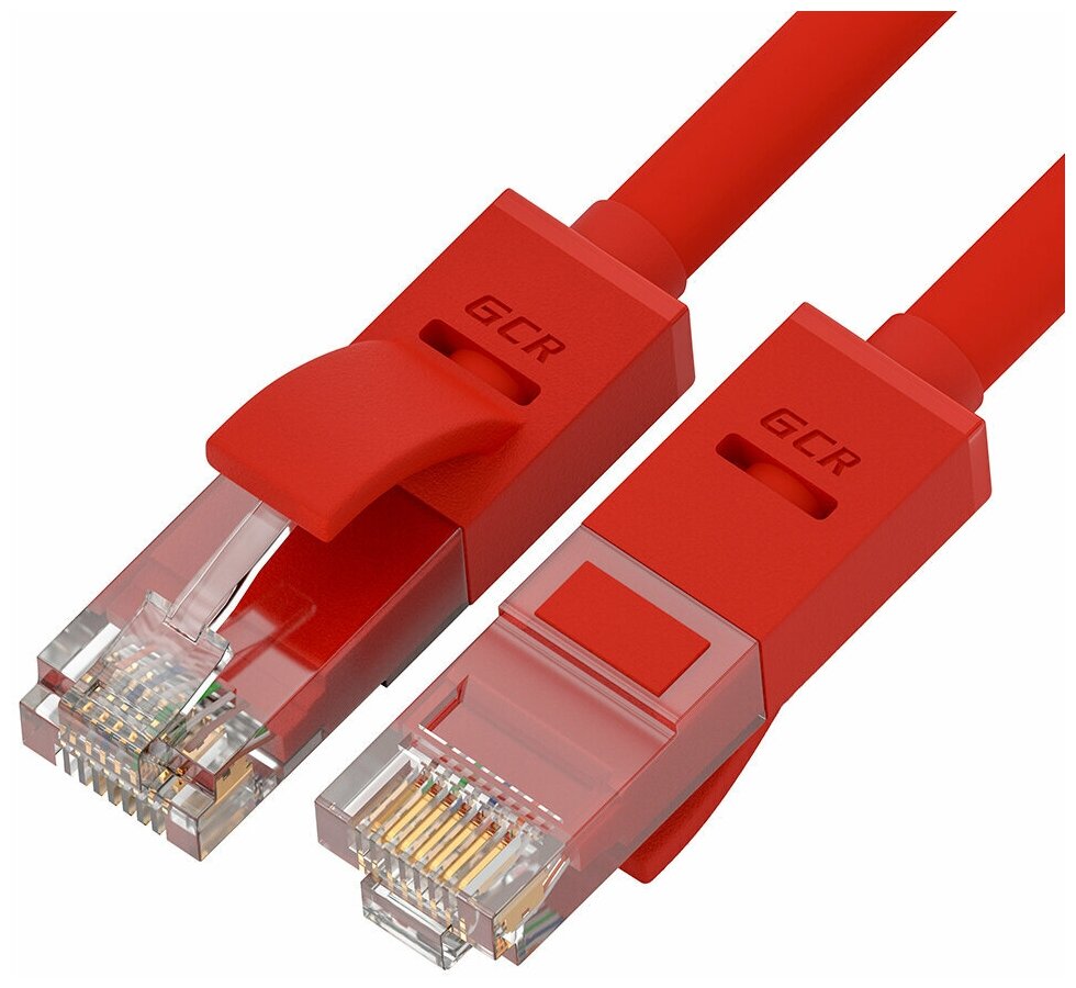 GCR Патч-корд прямой 1.5m UTP кат.5e, красный, 24 AWG, литой, ethernet high speed 1 Гбит/с, RJ45, T568B