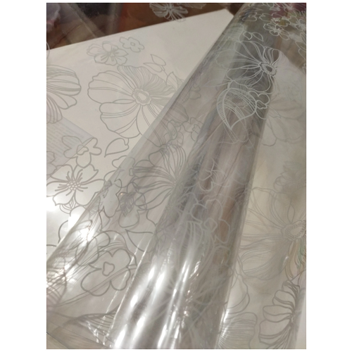 Скатерть прозрачная с рисунком силиконовая на стол / гибкое стекло / ПВХ пленка / клеенка на кухню 120*80 см