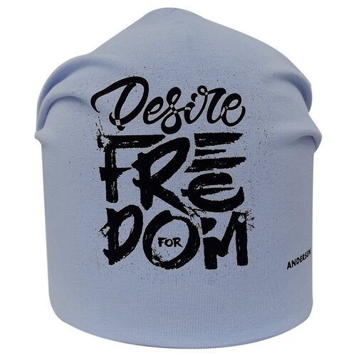 фото Шапка бини андерсен, размер 48-50, серый, голубой