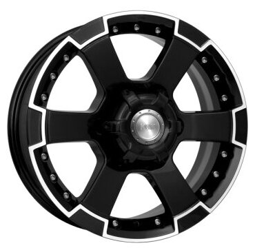 Литые колесные диски КиК (K&K) М56 7x16 6x139.7 ET38 D100.1 Чёрный глянцевый с полированной лицевой частью (13539)