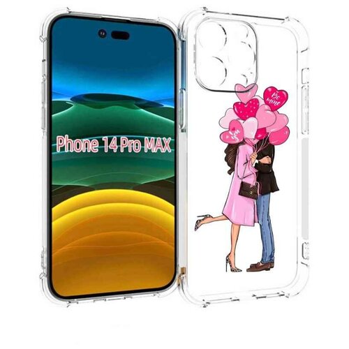 Чехол MyPads девушка-с-парнем-сердечки женский для iPhone 14 Pro Max задняя-панель-накладка-бампер