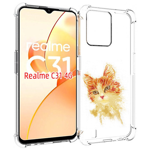 Чехол MyPads рыжий кот для OPPO Realme C31 задняя-панель-накладка-бампер чехол mypads кот мяу детский для oppo realme c31 задняя панель накладка бампер