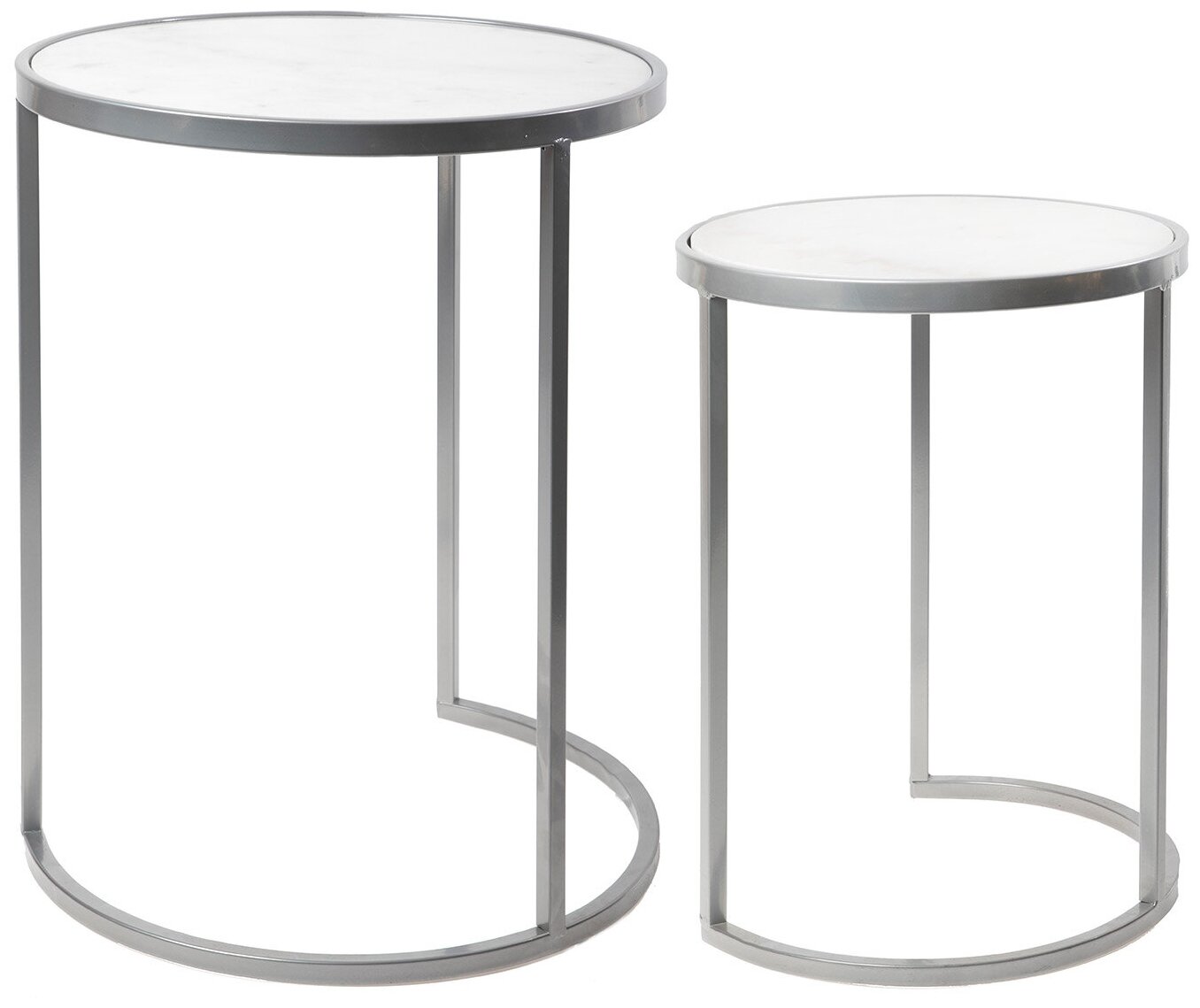 54-094/093 Столики интерьерные с белым мрамором набор 2 предмета 40x40x50 32x32x45см Glasar