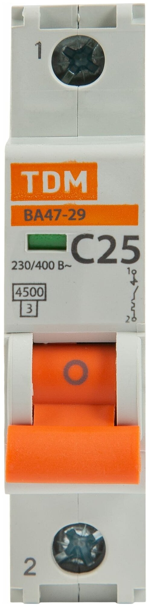 Автоматический выключатель TDM ELECTRIC ВА 47-29 (C) 4,5kA 25 А