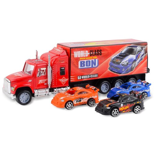 Набор машинок Handers (3 гоночных, инерционный грузовик 38 см, М 1:32, красный) (HAC1613-125-1//красный)