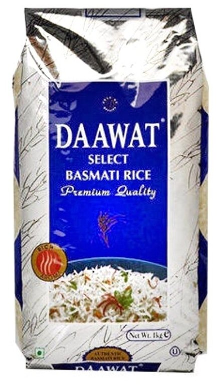 Индийский рис Селект Басмати Select Basmati Rice Daawat 1 кг - фотография № 3