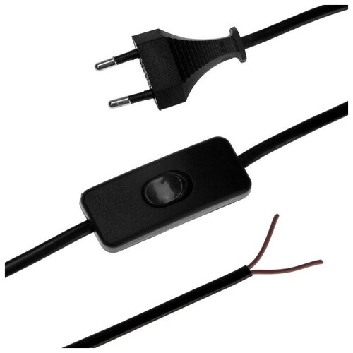 шнур сетевой с выключателем 1 9 м цвет чёрный Шнур сетевой с выключателем для бра, 1,5 м, ШВВП 2 х 0.5 мм2, черный