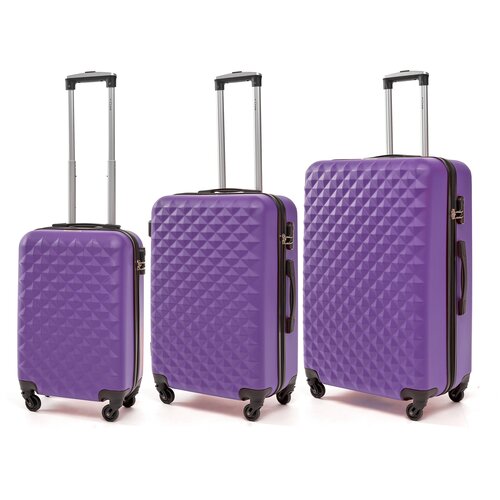 фото Комплект чемоданов lacase, 3 шт., 100 л, фиолетовый