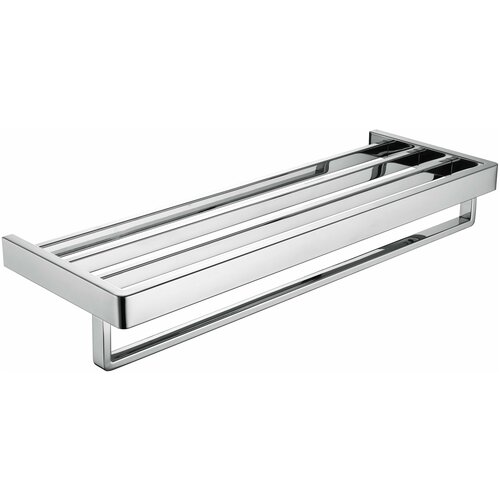 Полка с держателем для полотенец в ванную комнату EMPOLO, матовая полированная