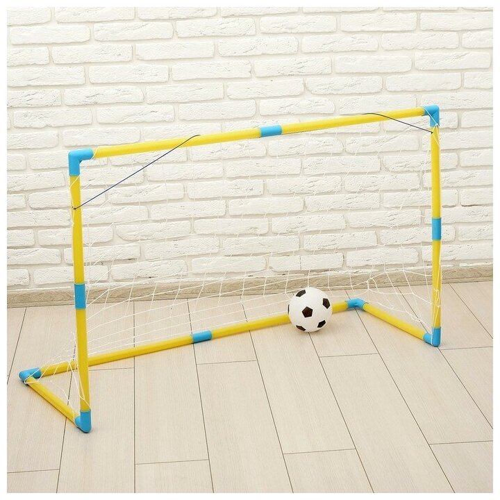 Ворота футбольные КНР "Веселый футбол" с сеткой, с мячом (JB8876A)