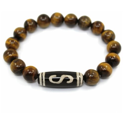 фото Handinsilver ( посеребриручку ) браслет из глянцевого камня тигровый глаз 10мм с денежной бусиной дзи