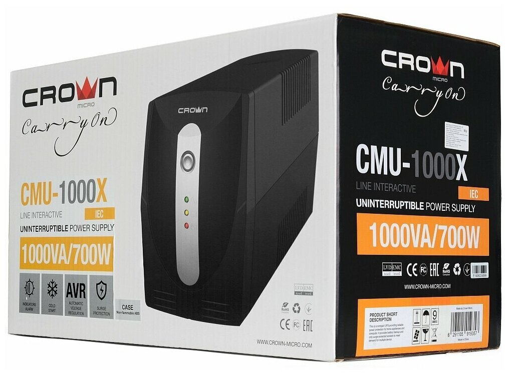 ИБП Crown CMU-1000X 1000VA - фото №6
