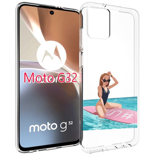 Чехол MyPads девушка-на-серфе женский для Motorola Moto G32 задняя-панель-накладка-бампер