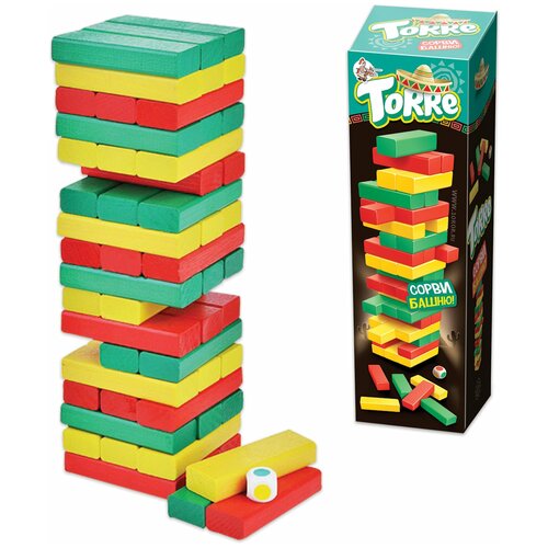 Игра настольная Башня Торре, окрашенные деревянные блоки, Десятое королевство, 01698 настольная игра торре падающая башня 01698 2821443