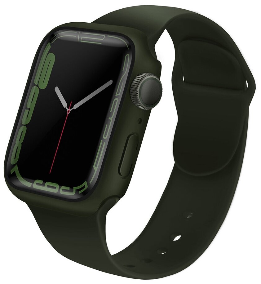 Uniq для Apple Watch 7 45 mm чехол Legion +9H Curved glass Green