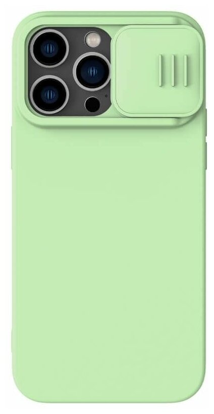 Силиконовый чехол с защитой камеры Nillkin CamShield Silky (Magnetic ) Silicone Case для Apple iPhone 14 Pro, зеленый