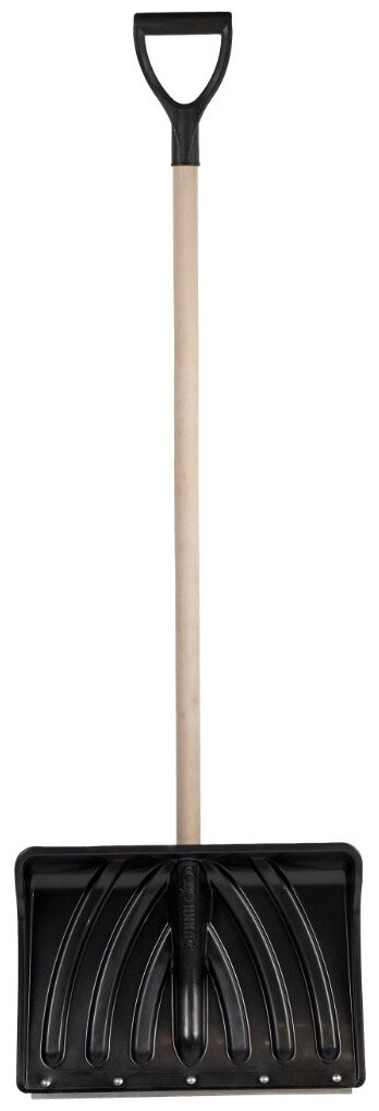 Лопата снегоуборочная с деревяным черенком крепыш 450*340мм - фотография № 1