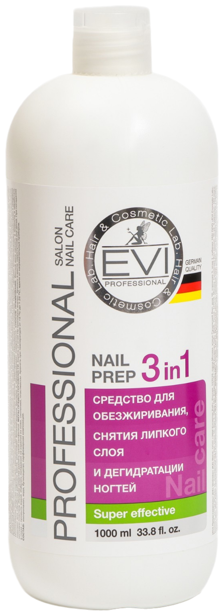 EVI professional Средство для обезжиривания ногтей и снятия липкого слоя Nail Prep 3 в 1 1000 мл