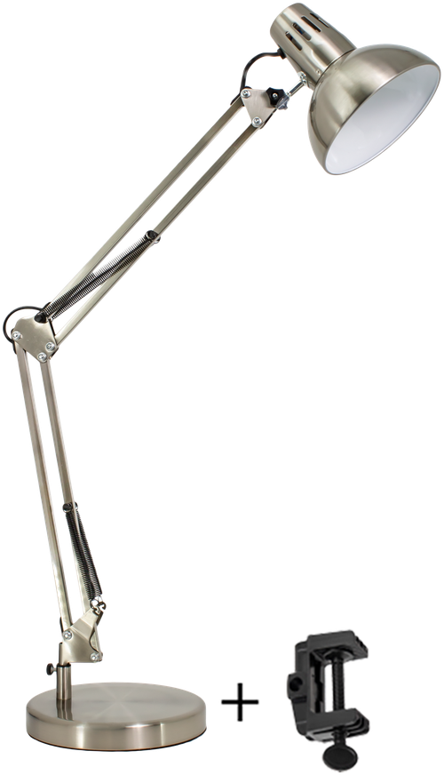 Настольный светильник Ultra LIGHT 20O7 высота 75 см, сменная лампа, Е27, 60 Вт Основание + струбцина, никель