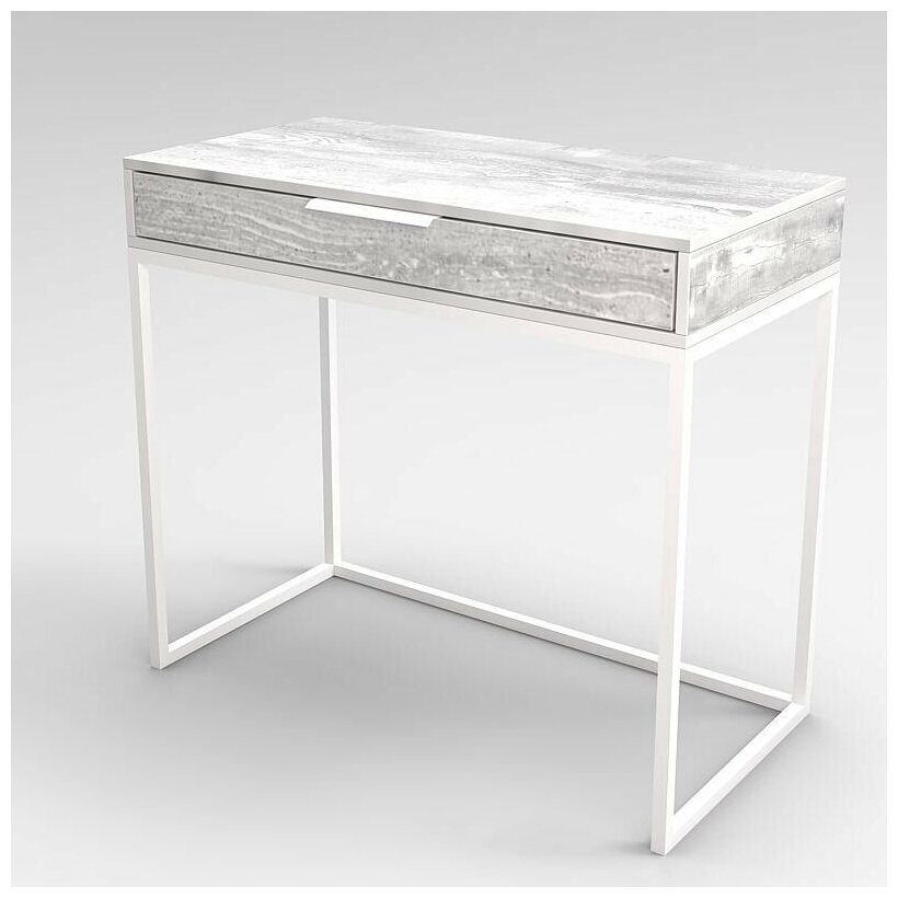Столик туалетный, стол письменный с ящиком Сканди Make Mebel 90*45*78 см Белый бетон пайн - фотография № 3