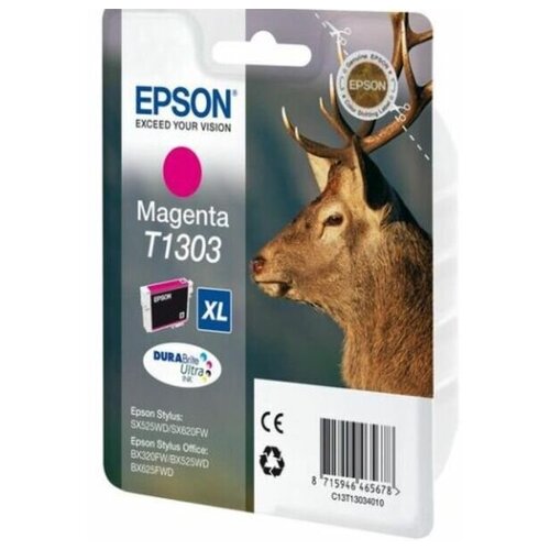 Картридж Epson T1303 (C13T1303) Magenta пурпурный epson t1301 c13t13014012 t1302 c13t13024012 t1303 c13t13034012 xl t1304 c13t13044012