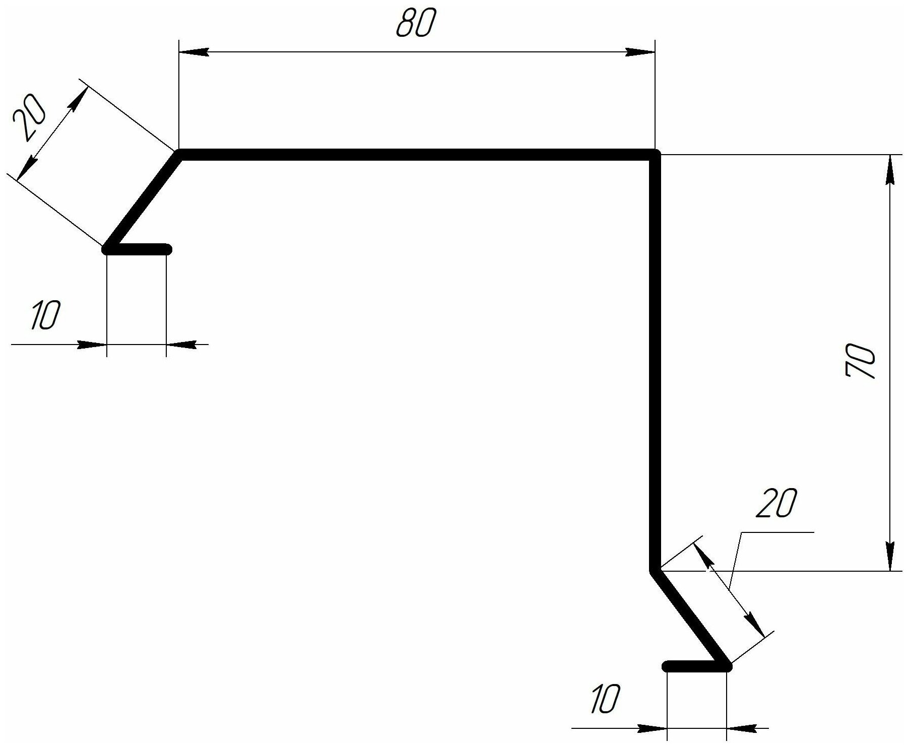 Ветровая планка RAL-7024 2000мм 4шт в упаковке - фотография № 4