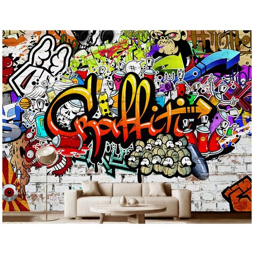 Фотообои на стену флизелиновые Модный Дом Веселое граффити 400x290 см (ШxВ), в спальню, гостиную