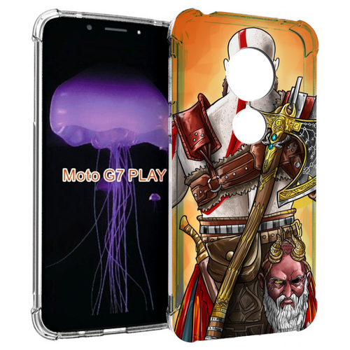 чехол mypads god of war кратос атрей для motorola moto g7 play задняя панель накладка бампер Чехол MyPads God of War для Motorola Moto G7 Play задняя-панель-накладка-бампер