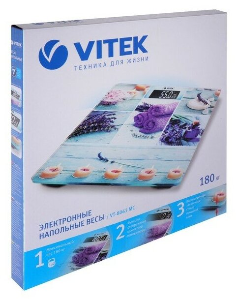 Напольные весы VITEK VT-8063 MC, до 180кг, цвет: рисунок [8063-vt-01] - фото №6