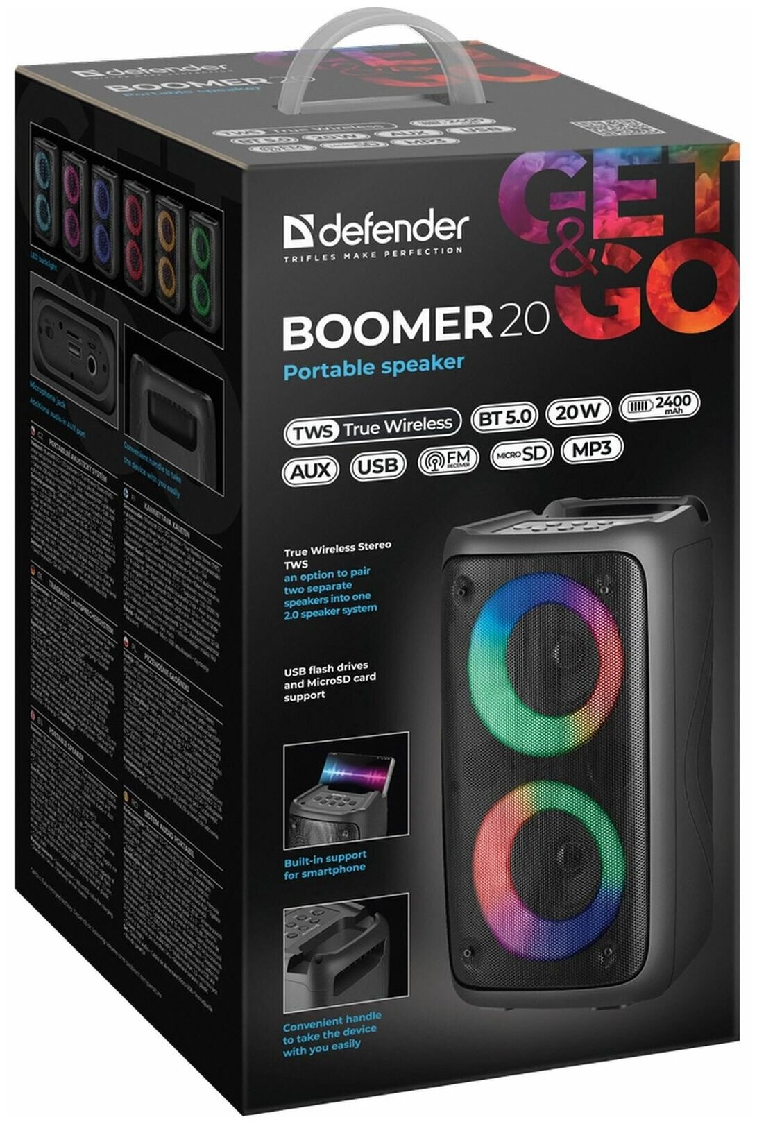 Портативная колонка DEFENDER BOOMER 20 Цвет черный да 1.15 кг 65820 - фото №9