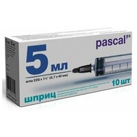 Шприц 3-х компонентный с иглой Pascal'/Паскаль 0,7x40мм 5мл 10шт