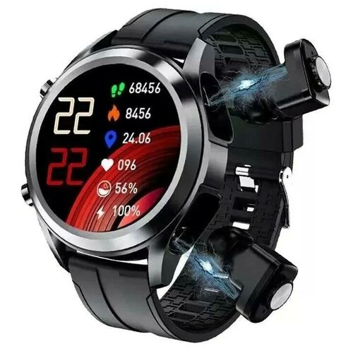 Смарт-часы T10 2 в 1 с наушниками-вкладышами Bluetooth Tws наушники черный 458300₽