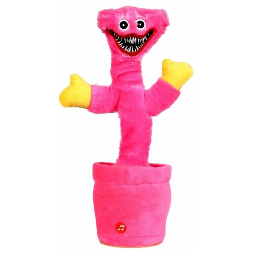 Танцующий хаги ваги розовый/ Музыкальная игрушка повторюшка поющий кактус хагги вагги розовый