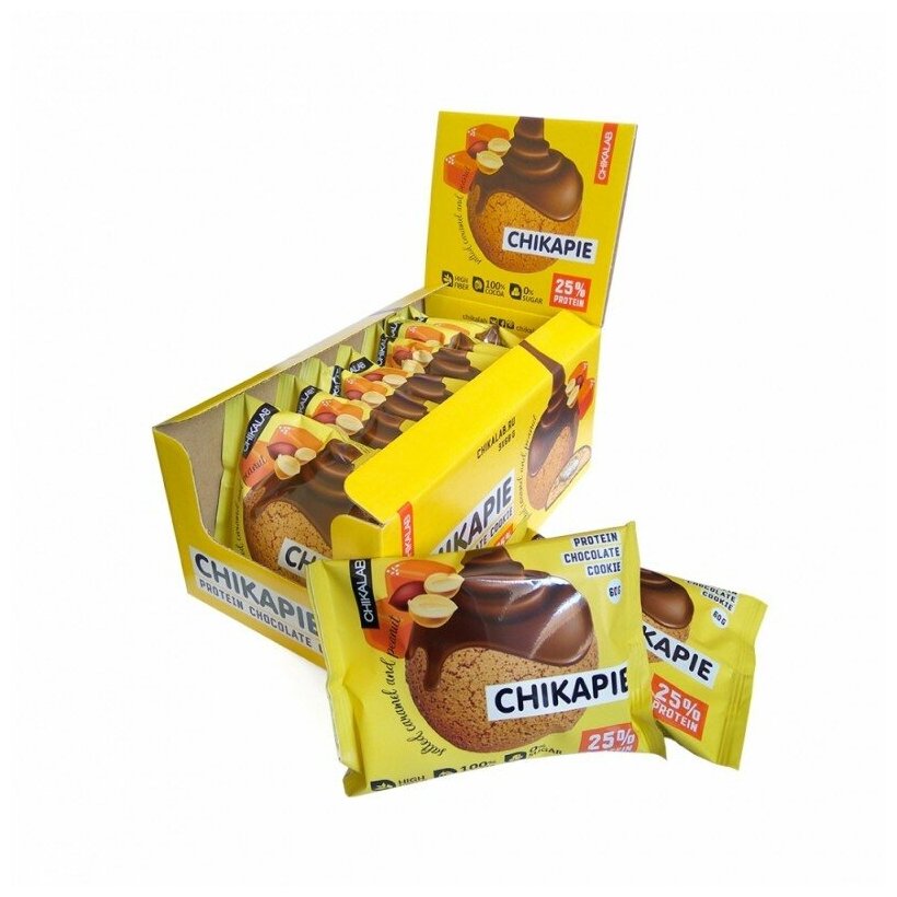CHIKALAB Глазированное печенье CHIKAPIE с начинкой 60г (9шт коробка) (Арахис)