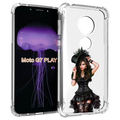 Чехол MyPads стройная-девушка-в-черном-платье для Motorola Moto G7 Play задняя-панель-накладка-бампер