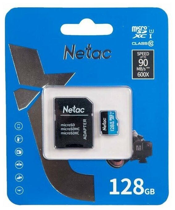 Карта памяти Netac P500 microSDHC 64Gb Class 10 + SD адаптер, NT02P500STN-064G-R - фото №2