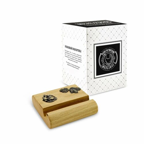 Подставка держатель для телефона малая Новогодняя 2 латунная с чернением 1341₽