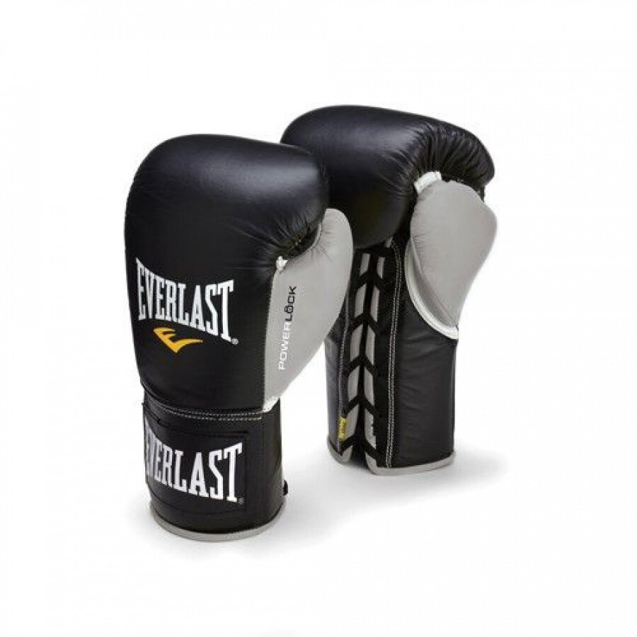 Перчатки Everlast боевые Powerlock черно-серые (10 унций, Everlast, 400, 200, 150, Черно-серый) 10 унций