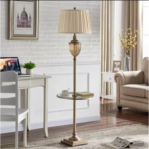 Торшер Анна, светильник напольный, торшер напольный, винтажный с абажуром и столиком