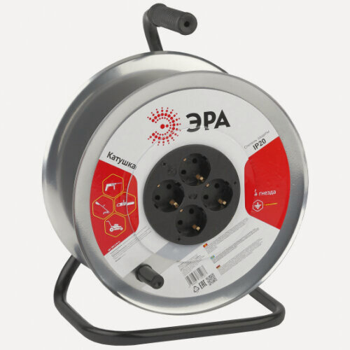 Изображение товара Катушка металлическая Эра без заземл. 4 розетки, K-M-4z (Б0033026)