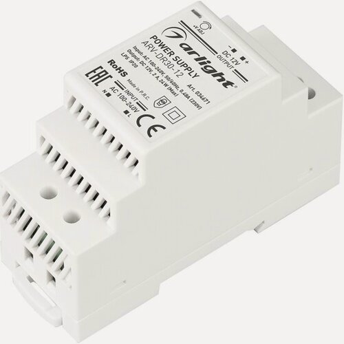 Изображение товара Блок питания Arlight ARV-DR30-12 (12V, 2A, 24W) (, IP20 DIN-рейка)