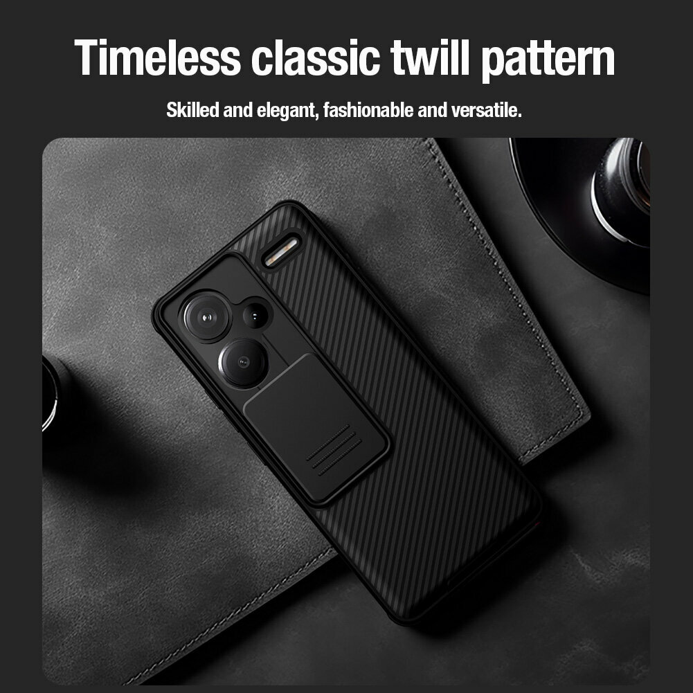 Чехол усиленный с защитной шторкой для камеры от Nillkin на Xiaomi Redmi Note 13 Pro+, серия CamShield Pro Case — фото 1