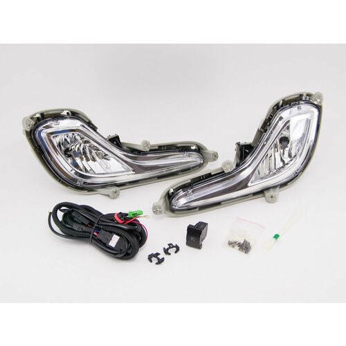 Противотуманные фары (комплект) для Хендай Солярис 1 2010-2014 год выпуска (Hyundai Solaris 1) DLAA DHY-485+WB