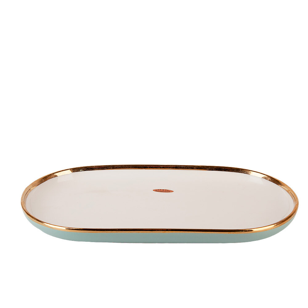 Блюдо сервировочное "Royal line", 30х16,3х3 см, фарфор, бирюзовое, Nouvelle