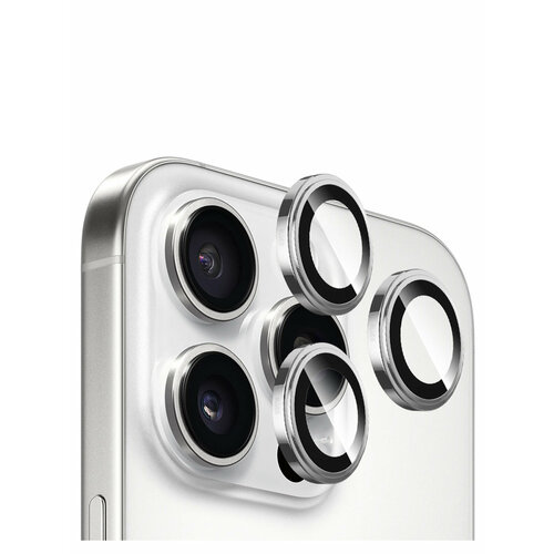 BlueO стекло для iPhone 16 Pro/16 Pro Max, Camera Lens SAPPHIRE Alloy 3 шт. White Titan (+instal) белый